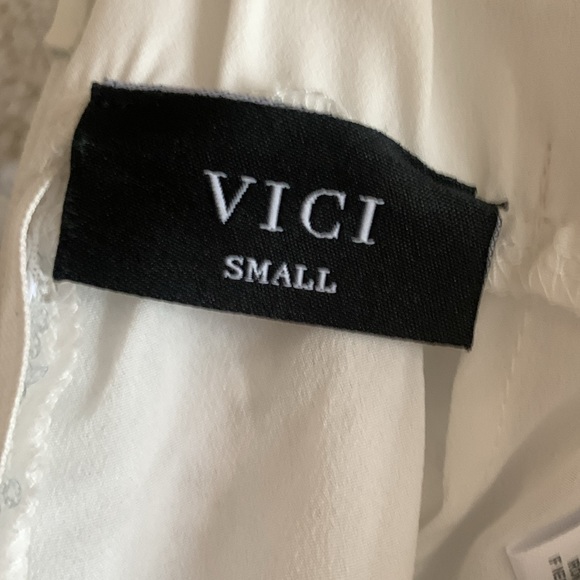 Vici Sequin pants white & silver striped holiday festive small - Picture 4 of 4